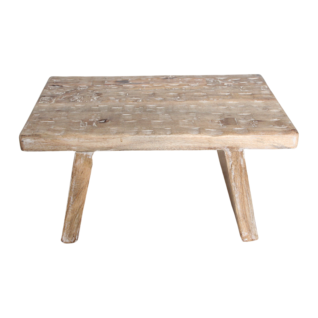 Mangohouten bijzettafel/kruk naturel - 40x25x20 cm - RAW