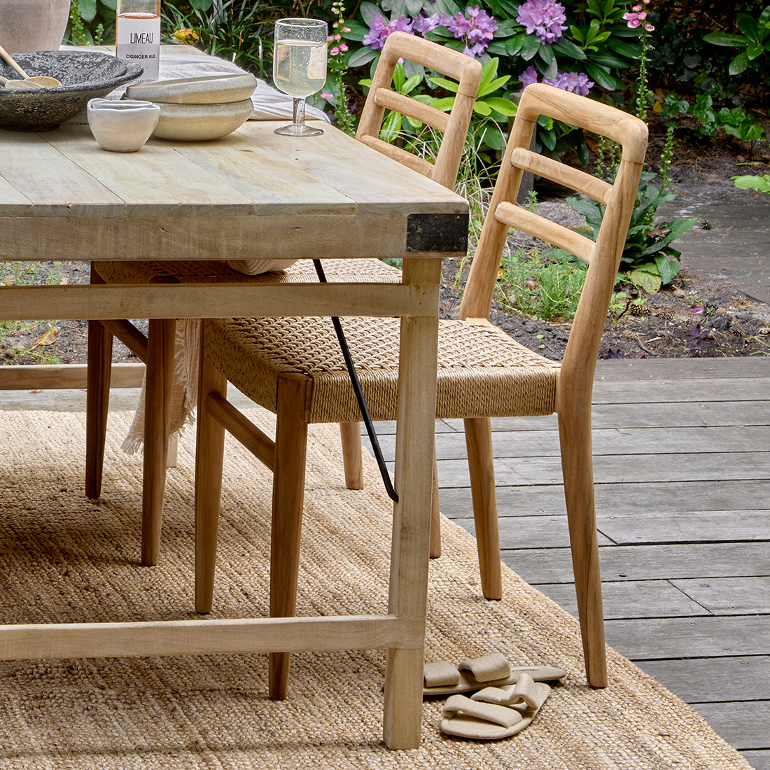 Verano teak tuinstoel met armleuning - Naturel (prijs = set van 2)