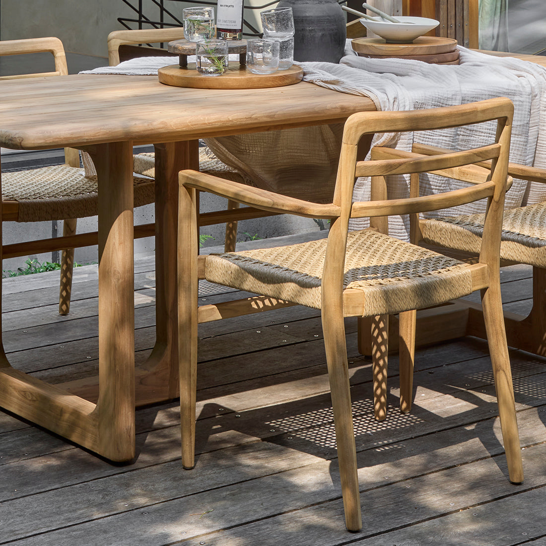Verano teak tuinstoel met armleuning - Naturel (prijs = set van 2)
