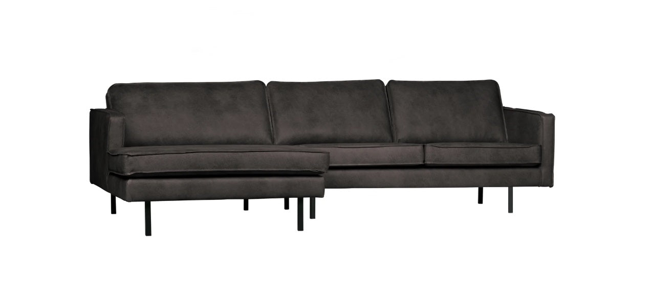Salonset Rodeo - chaise longue links - ecoleer cognac, zwart of mosgroen - EEKH