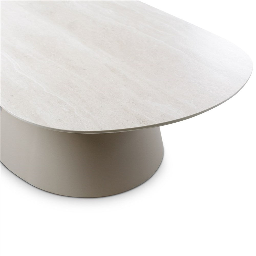 Outdoor salontafel Mikos 130 sintered stone travertin, alu topo - VDC
