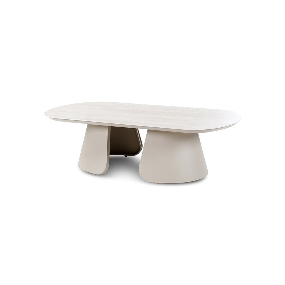 Outdoor salontafel Mikos 130 sintered stone travertin, alu topo - VDC