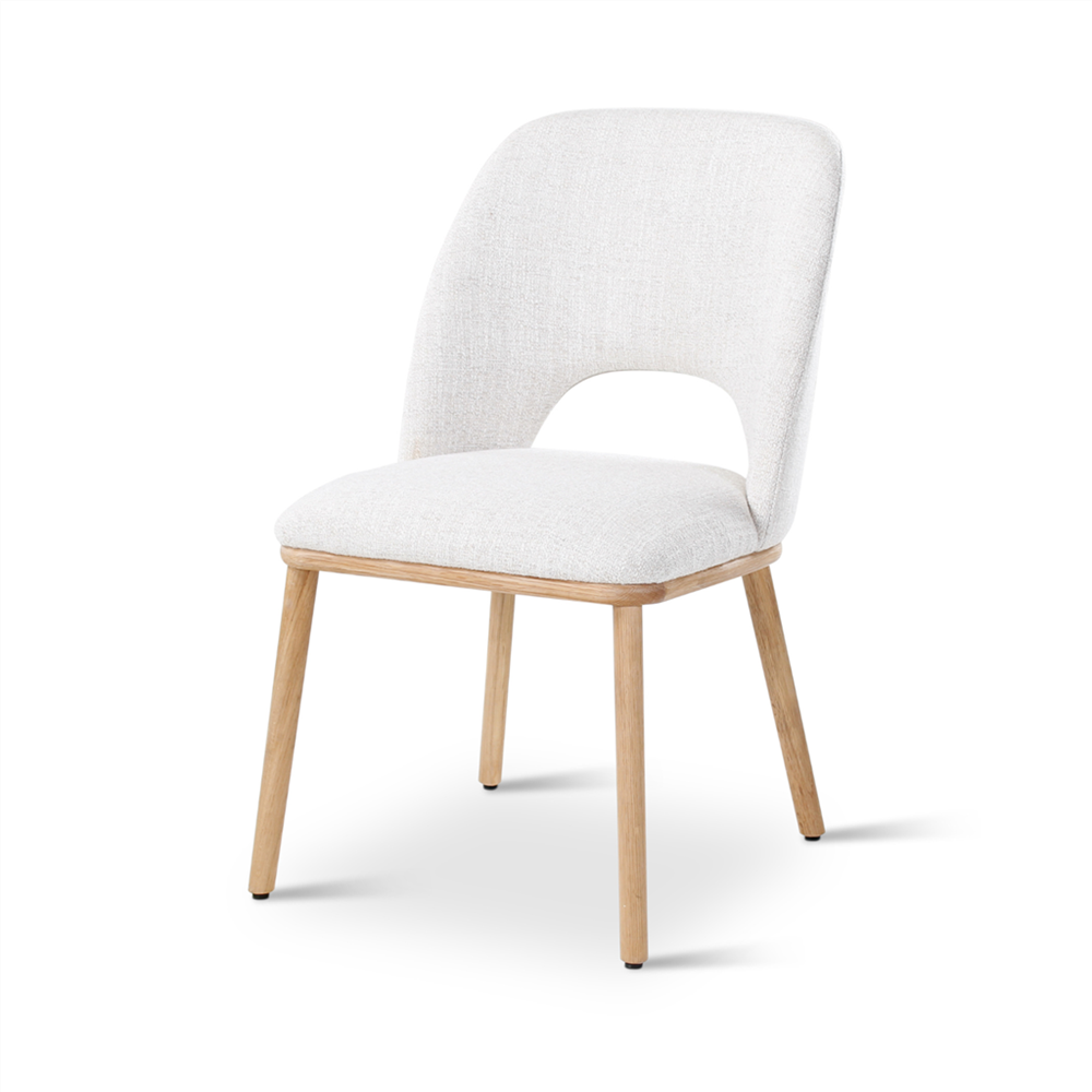 Eetkamerstoel Vigil beige of mosgroen, poten eik naturel - VDC