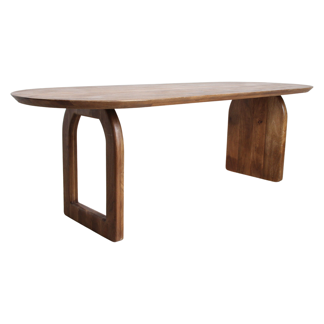 Eettafel met bolle rand - bruin - 200 - mix-onderstel - RAW