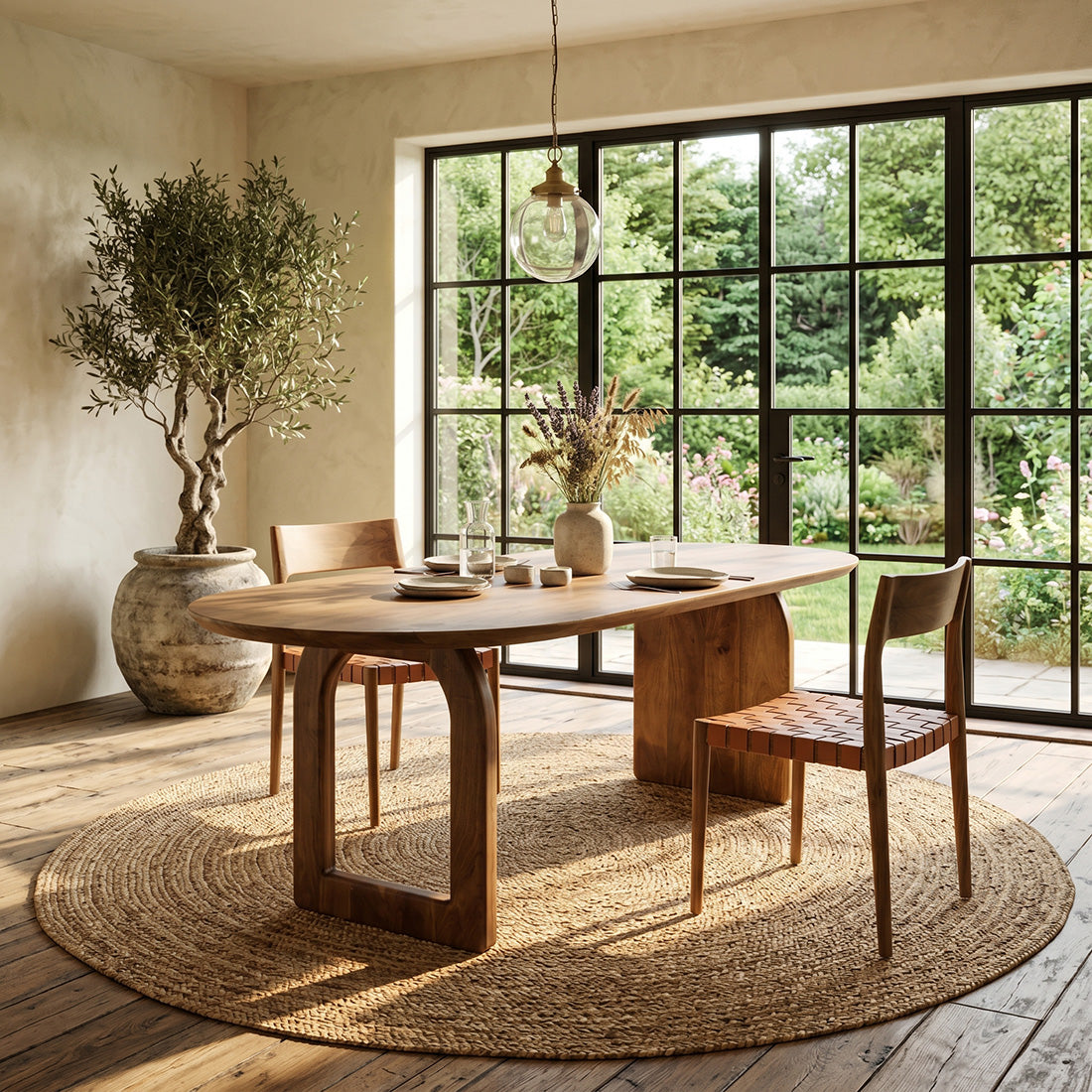 Eettafel met bolle rand - bruin - 200 - mix-onderstel - RAW