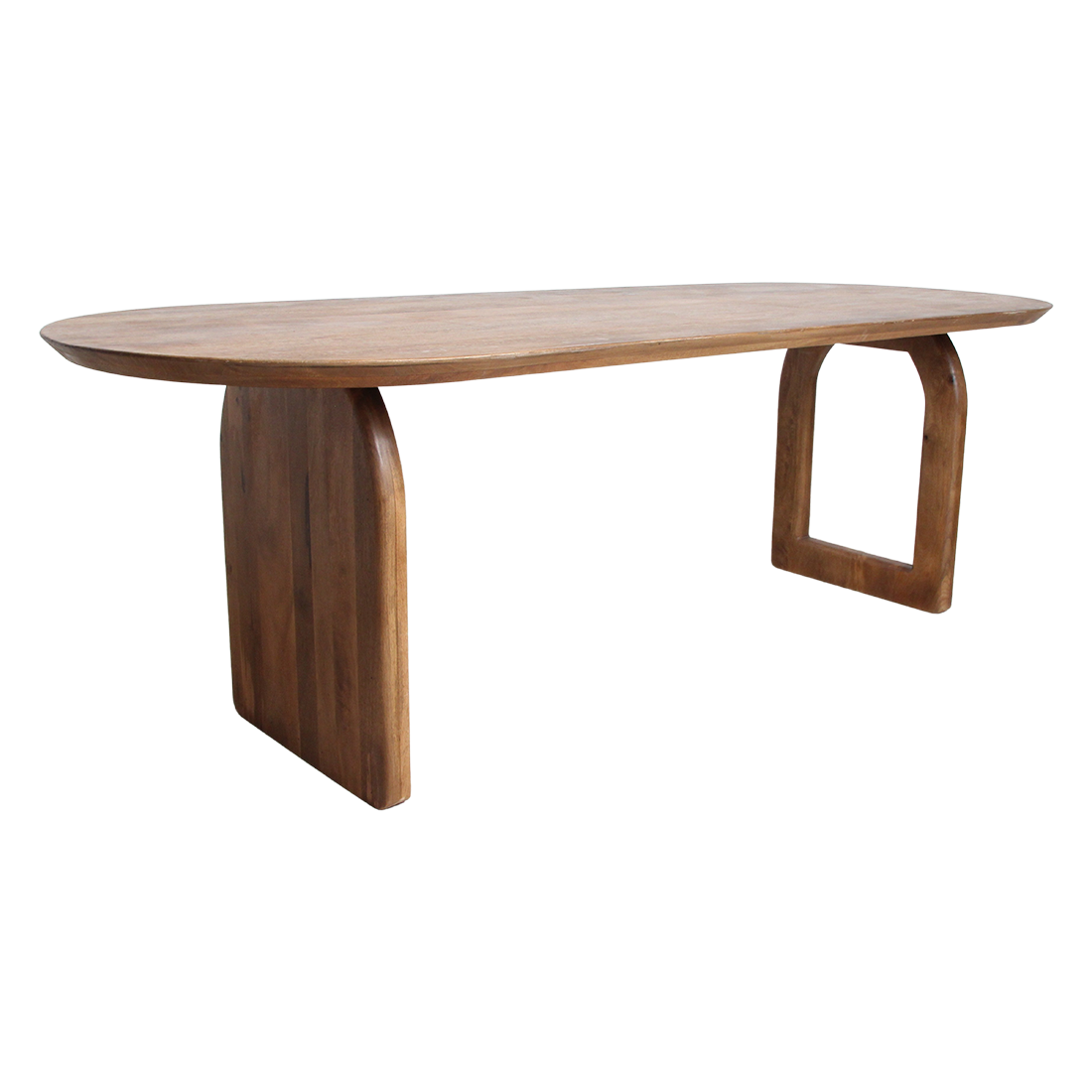 Eettafel met bolle rand - bruin - 200 - mix-onderstel - RAW