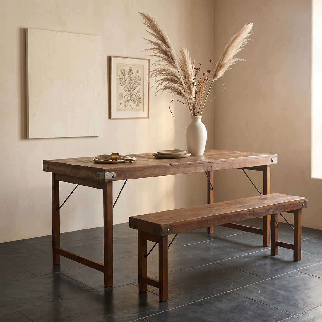 Table à manger M pliante – Bois recyclé – RAW