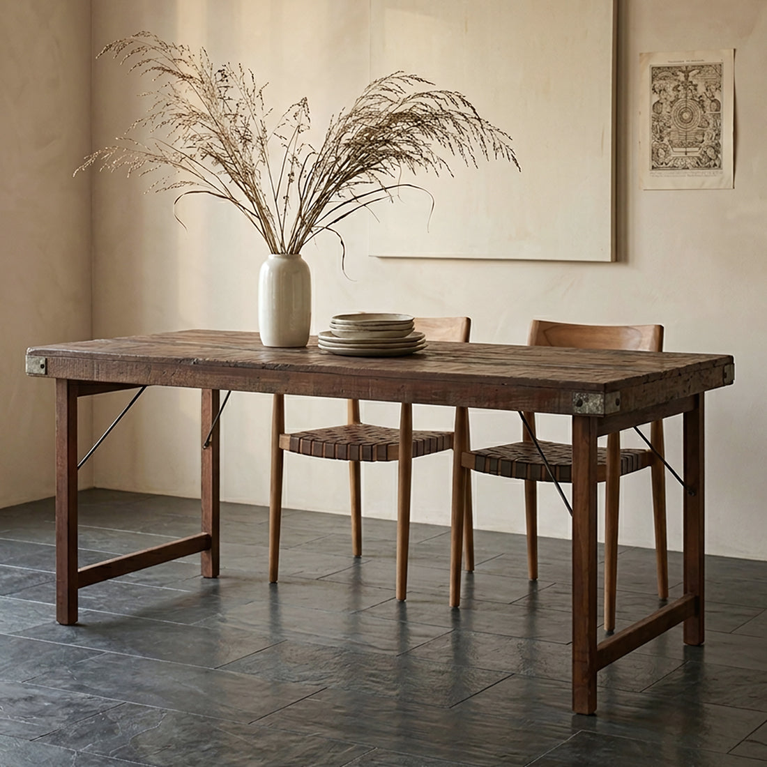 Eettafel M inklapbaar - Gerecycled hout - RAW