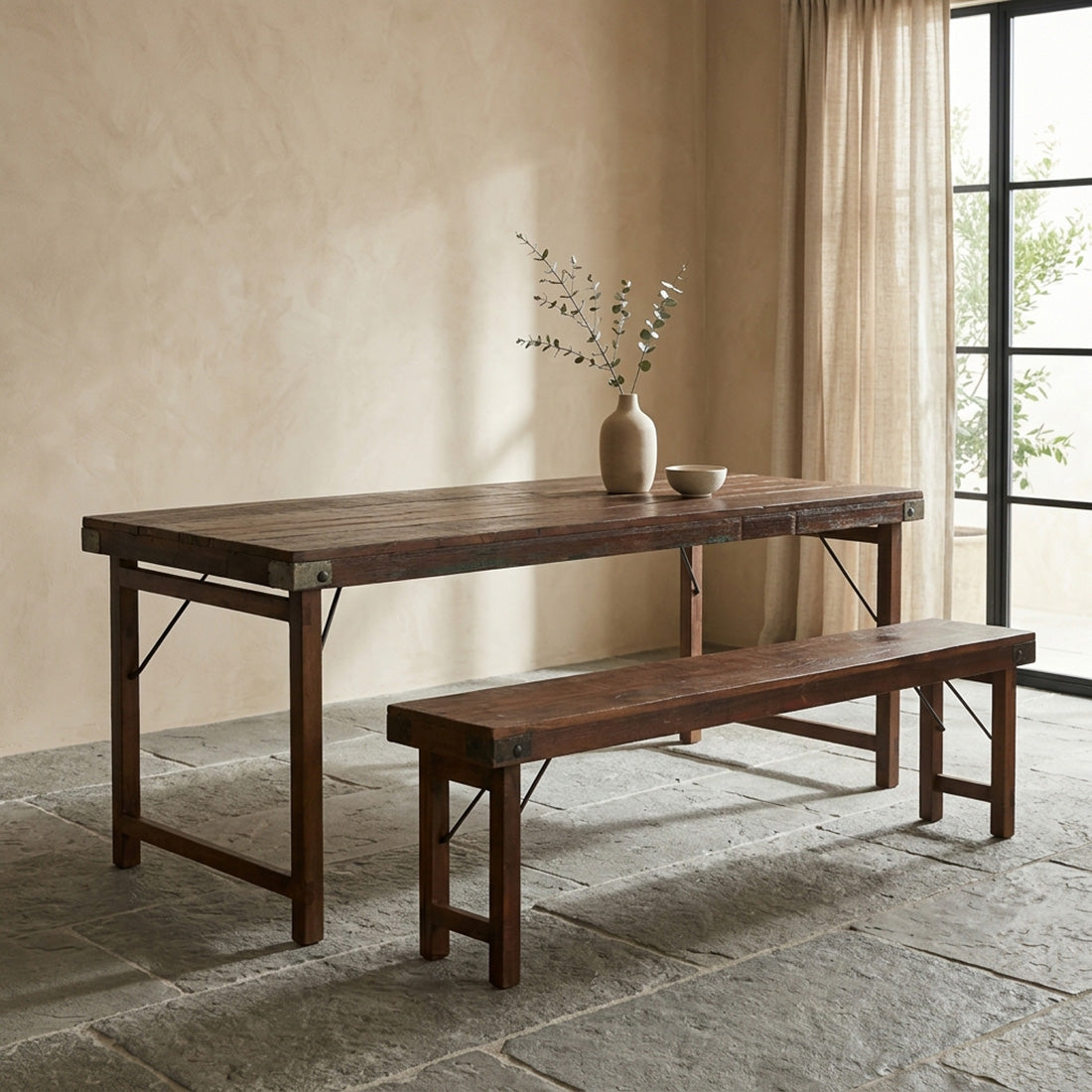 Eettafel XL inklapbaar - Gerecycled hout - RAW