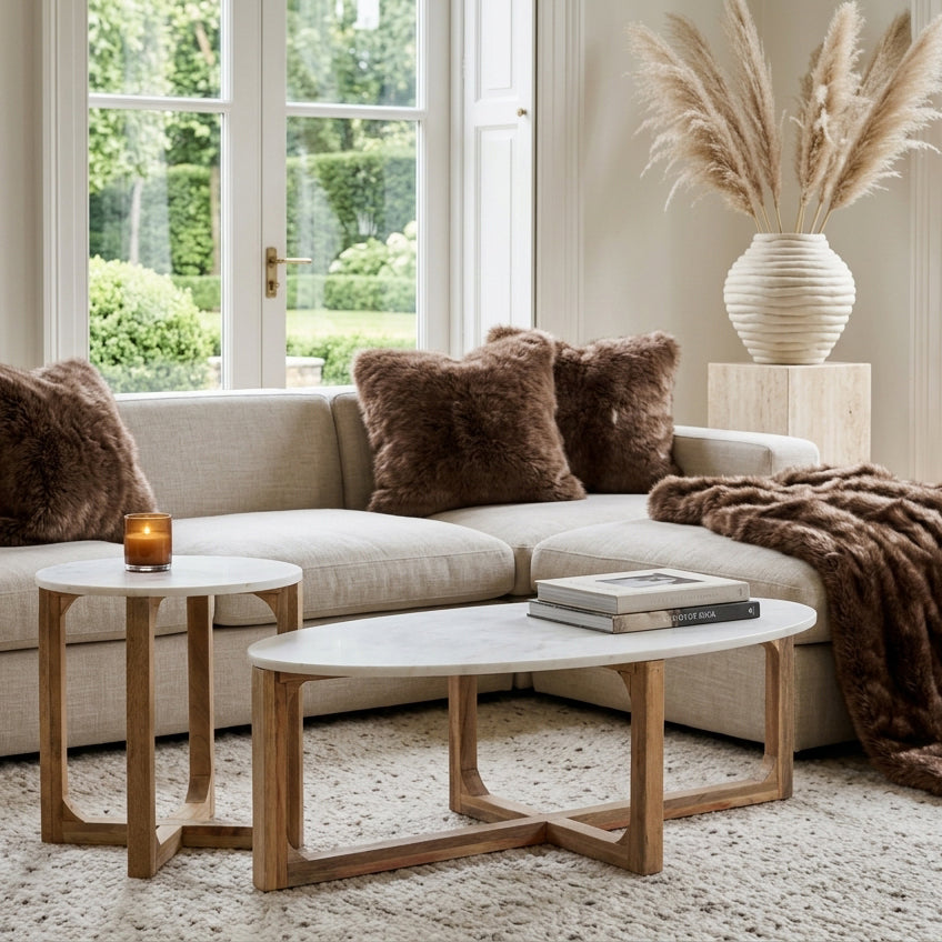 Table d’appoint marbre, blanc - RAW