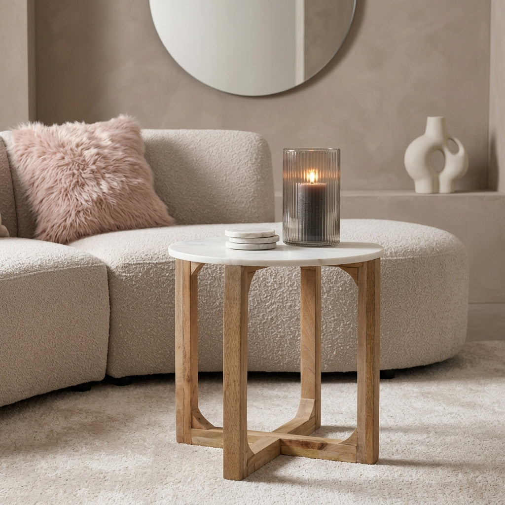 Table d’appoint marbre, blanc - RAW