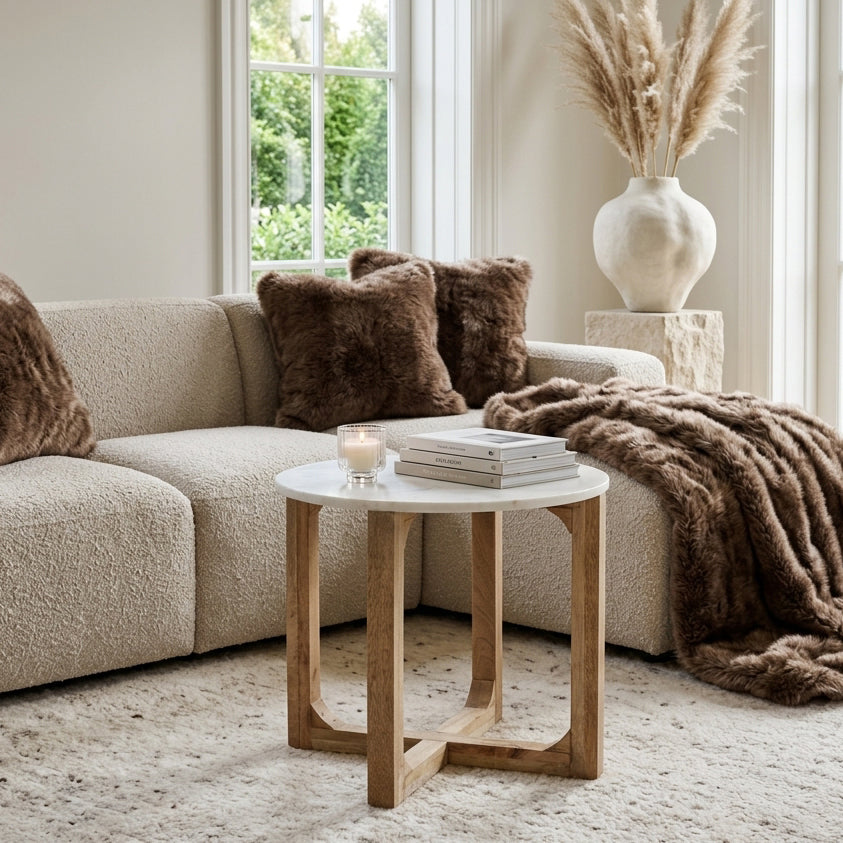 Table d’appoint marbre, blanc - RAW