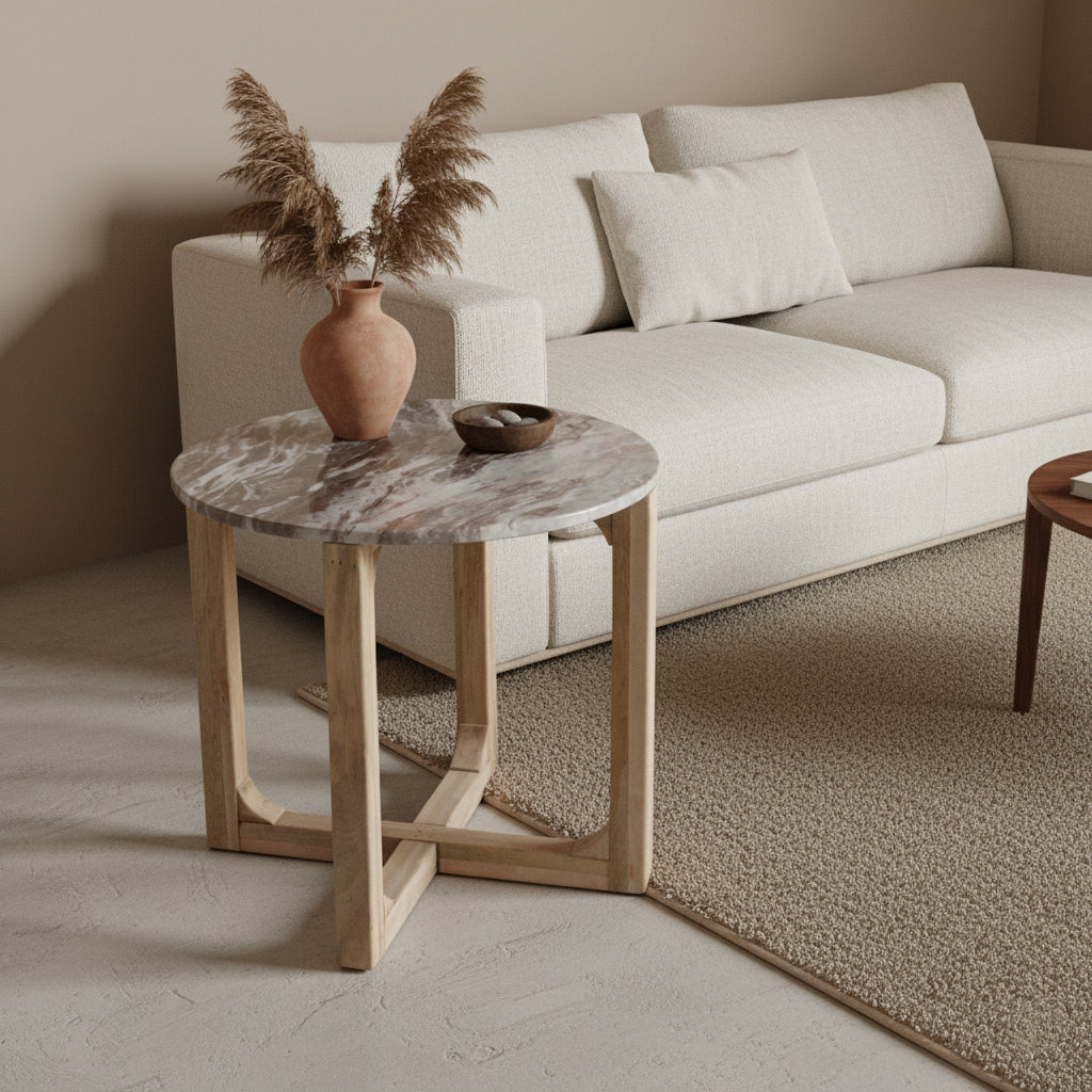 Bijzettafel Fantasie marmer, bruin - RAW