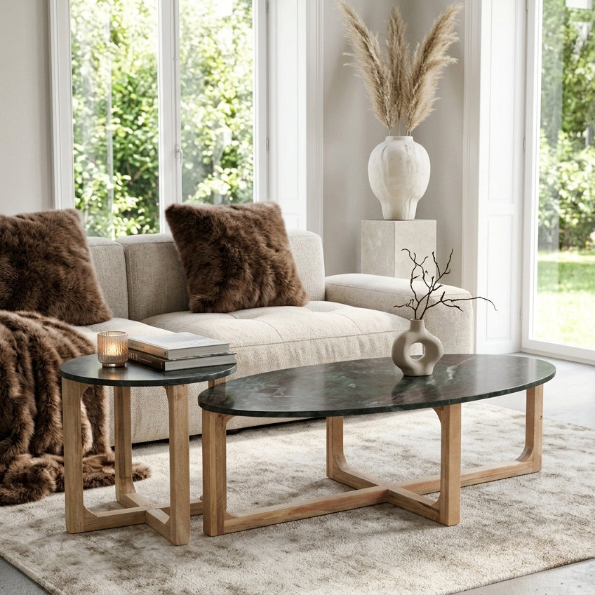 Table d’appoint en marbre vert - RAW