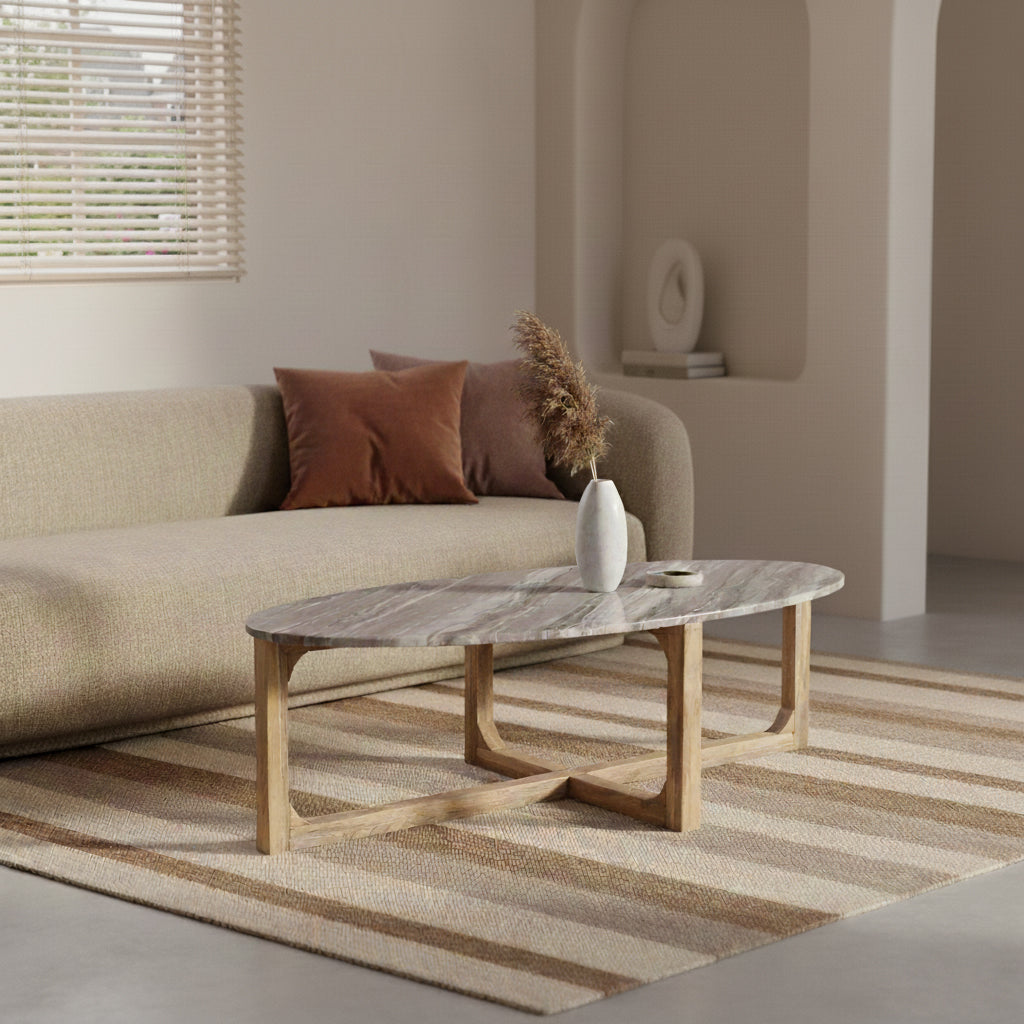 Salontafel Fantasy marmer ovaal - bruin - RAW