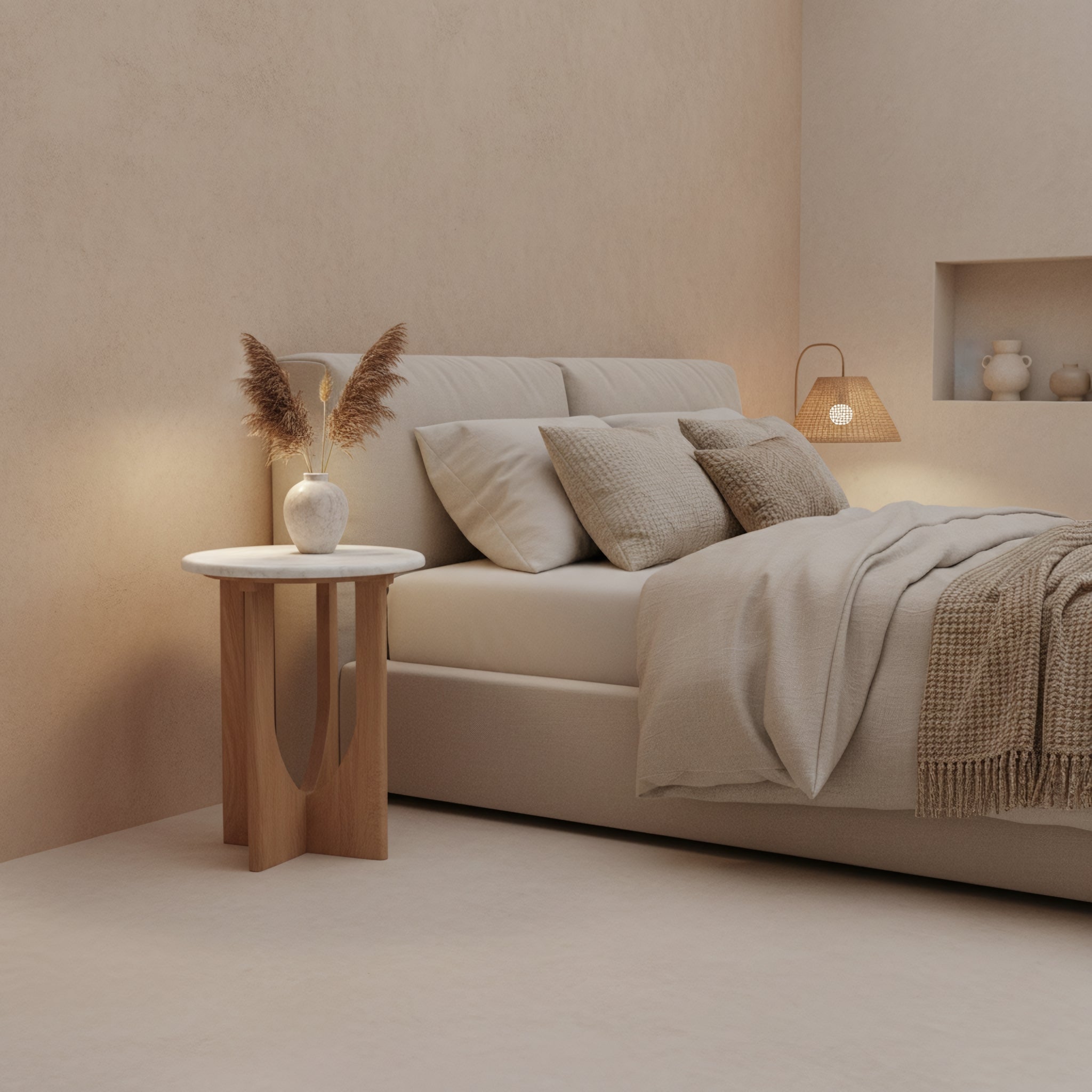 Bijzettafel Kuching marmer, wit - RAW