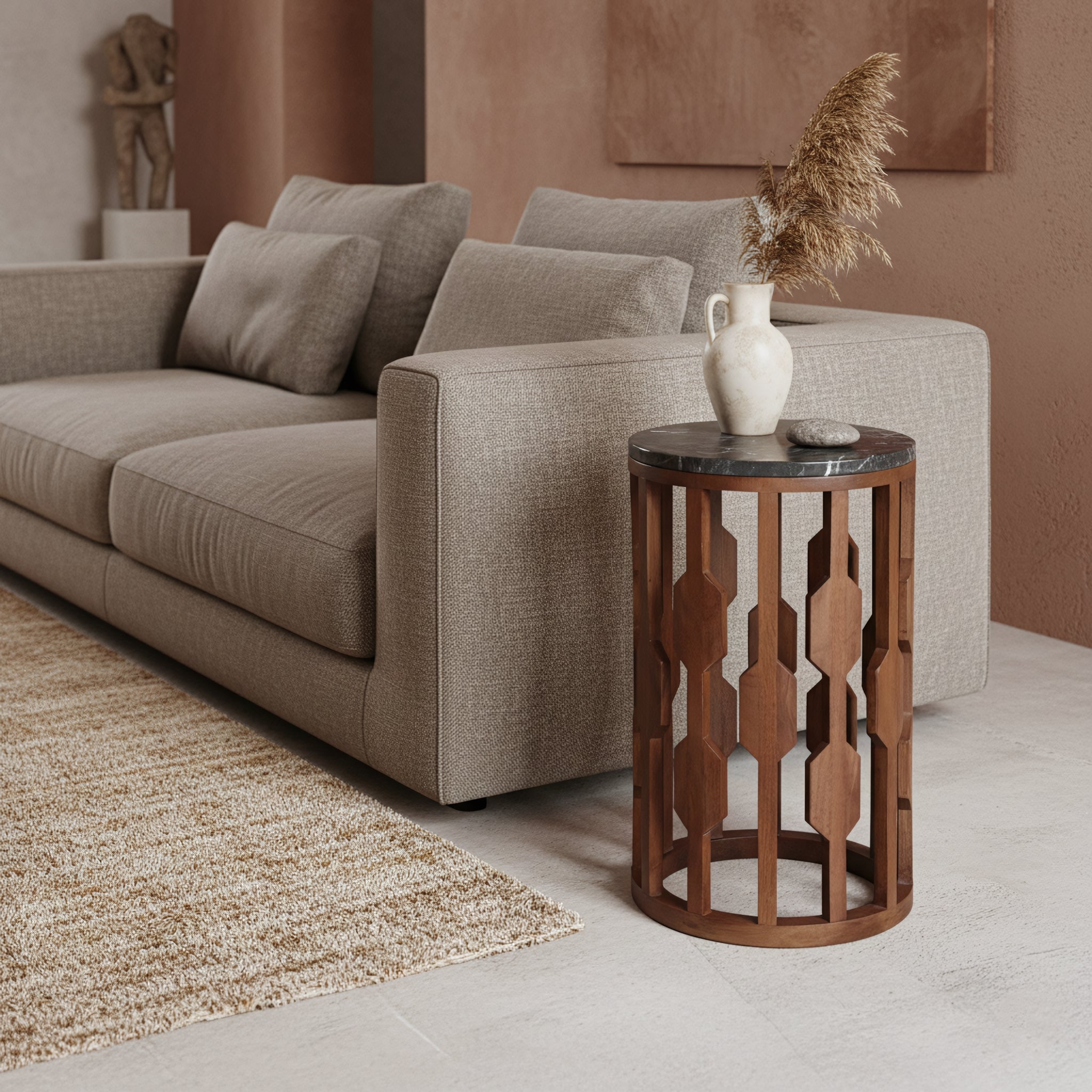 Bijzettafel Lampung marmer, zwart - RAW