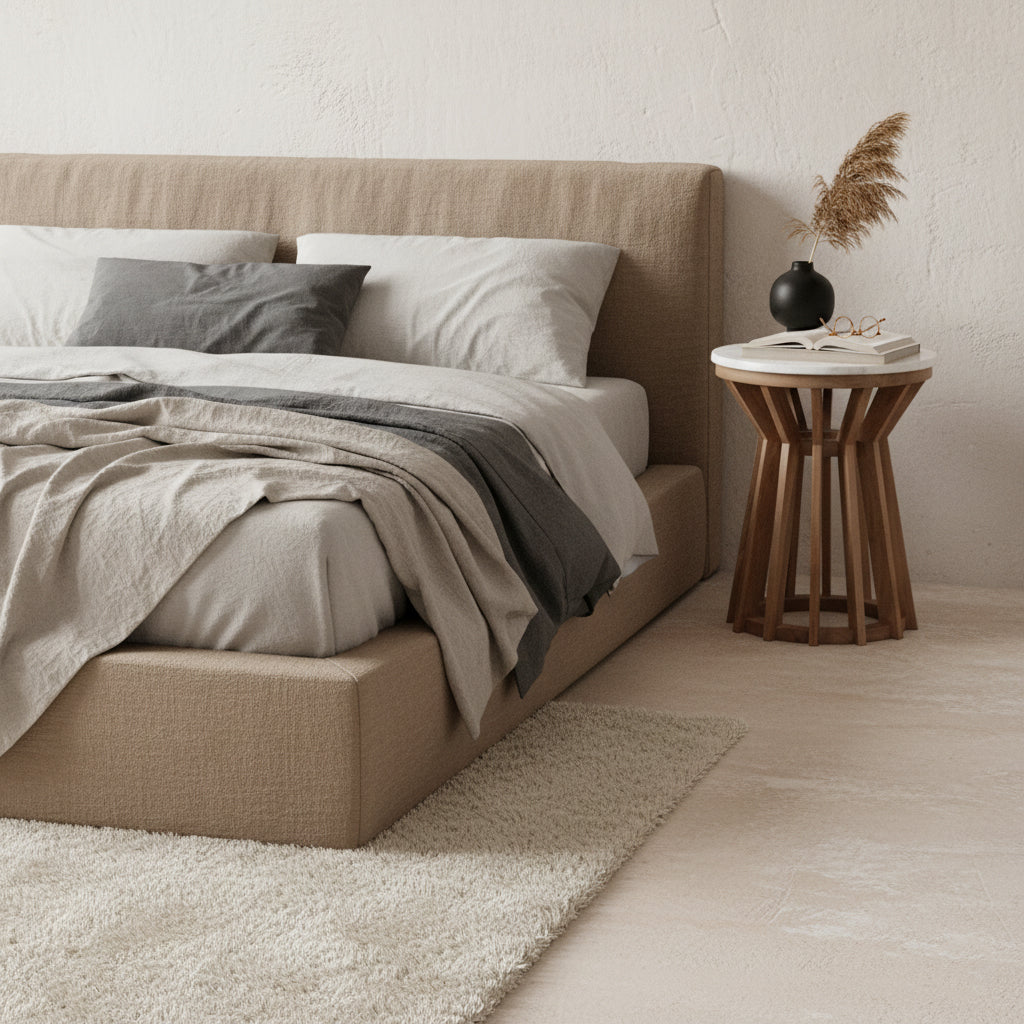 Bijzettafel Sarawak marmer, wit - RAW