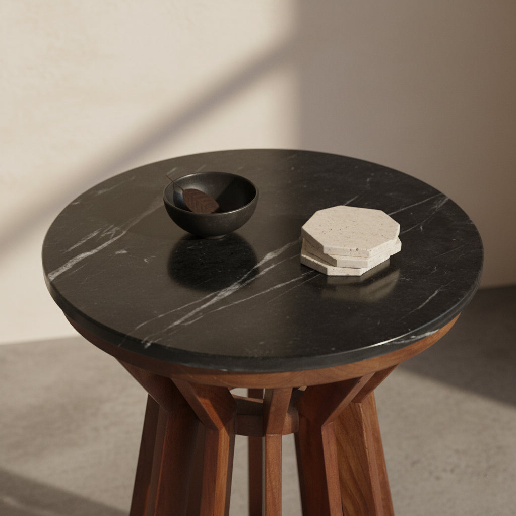 Bijzettafel Sabah marmer, zwart - RAW