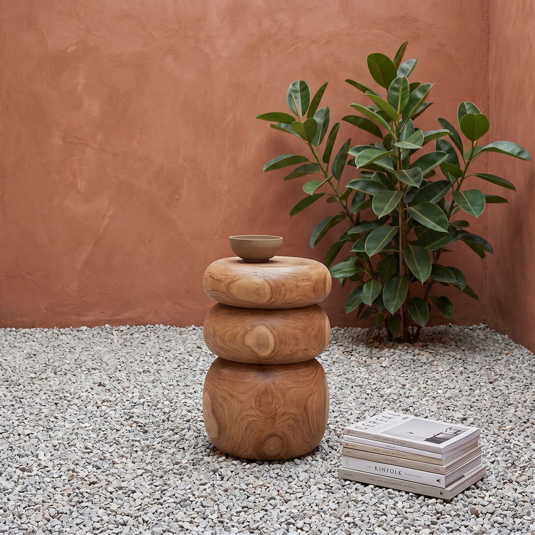 Tao teakhouten bijzettafel/kruk - 30 x 30 x 45 cm - RAW