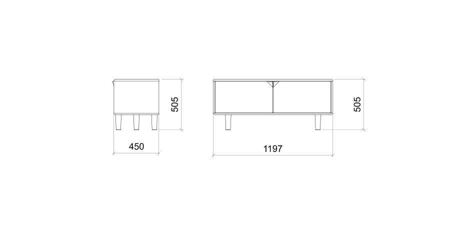 Meuble TV Sento, 2 portes, chêne (4 coloris) - THS