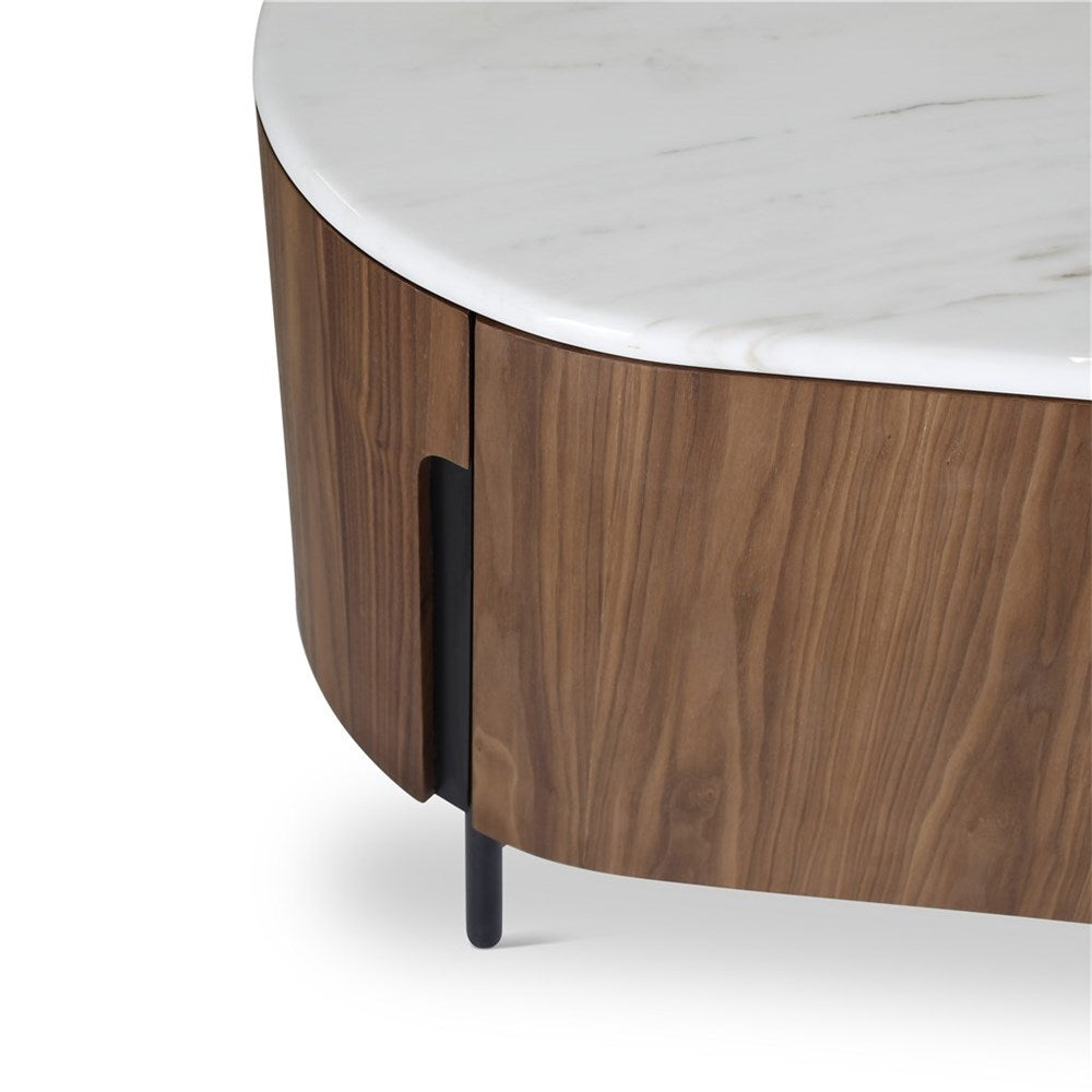 TV-kast Amandine walnoot/bovenblad wit marmer - VDC