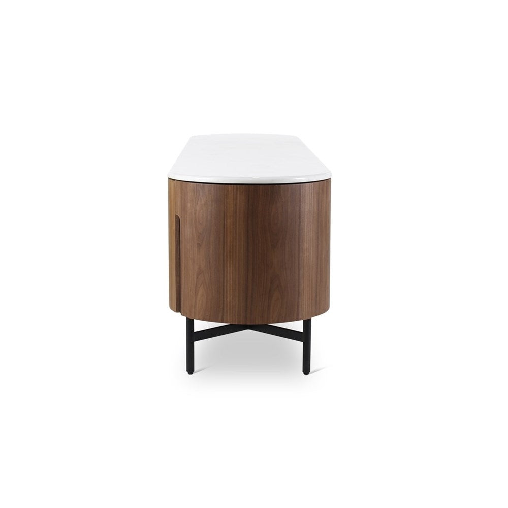 TV-kast Amandine walnoot/bovenblad wit marmer - VDC