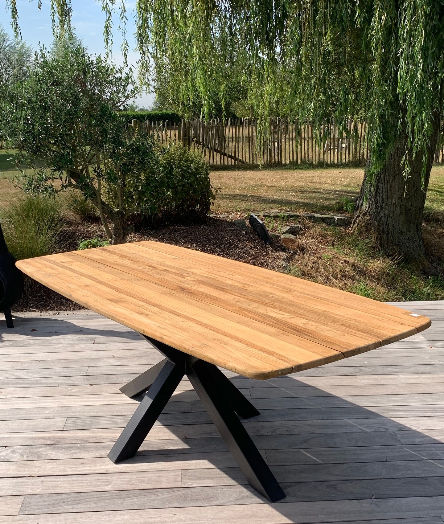 Tafel outdoor Yuki teak met spiderpoot - COMBINATIEDEAL