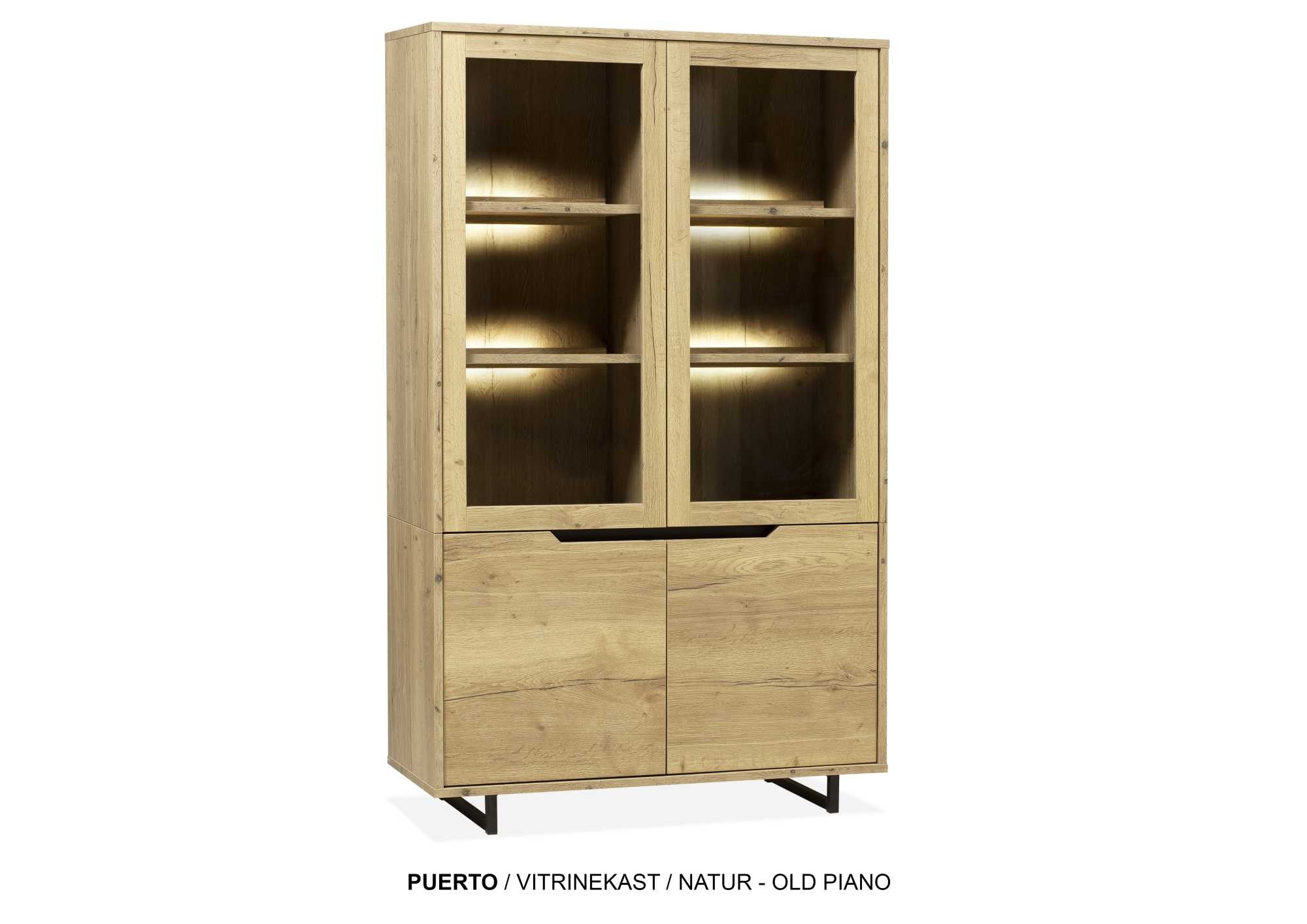 Vitrinekast groot Puerto MX - 2 deuren glas/2deuren