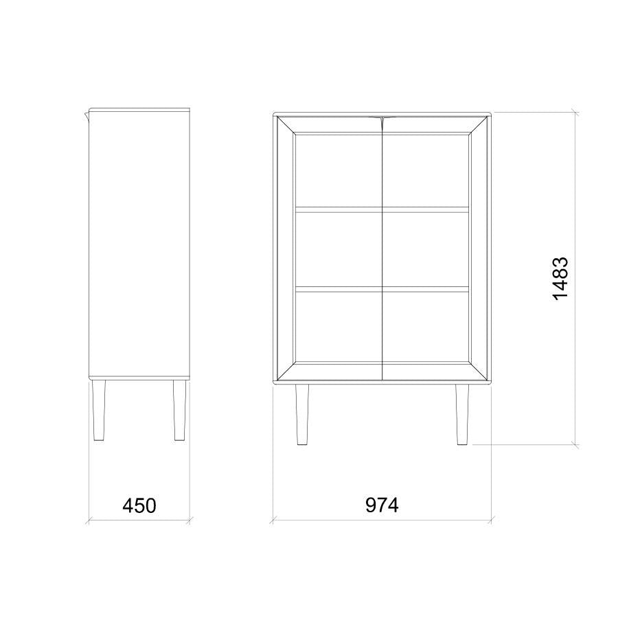 Vitrinekast Sento 2-deurs eik (4 kleuren) - THS