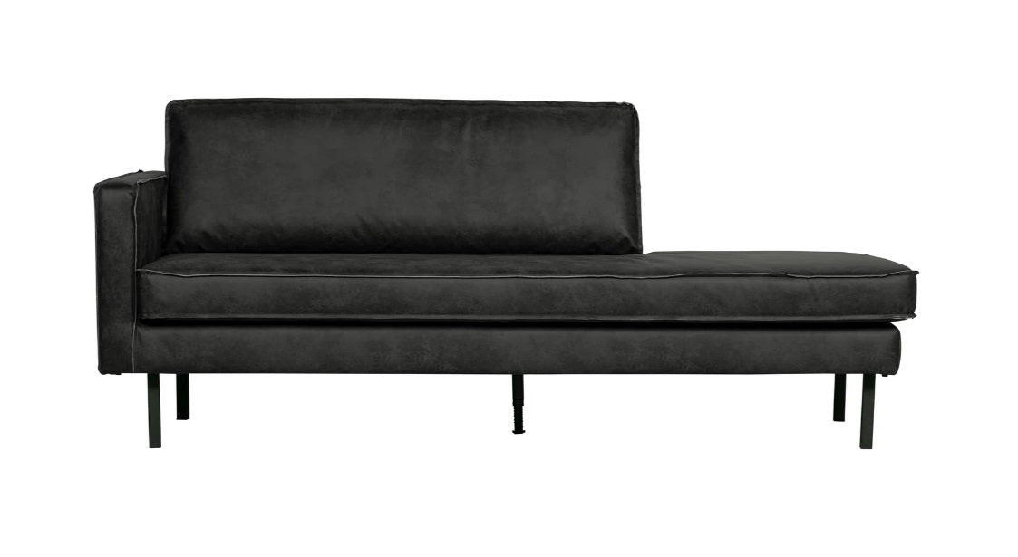 Zetel dagbed links Rodeo - ecoleer cognac, zwart of mosgroen - EEKH
