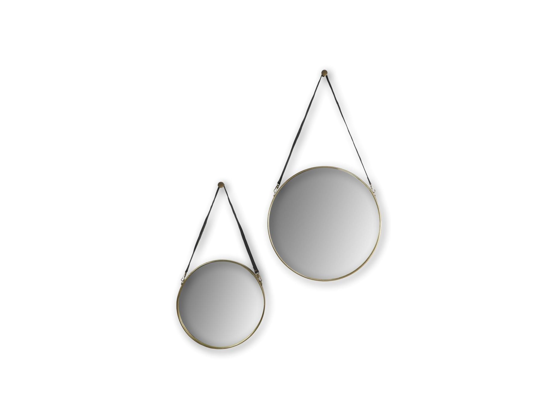 Round Mirror With Strap Metaal/Kunstleer - HSM