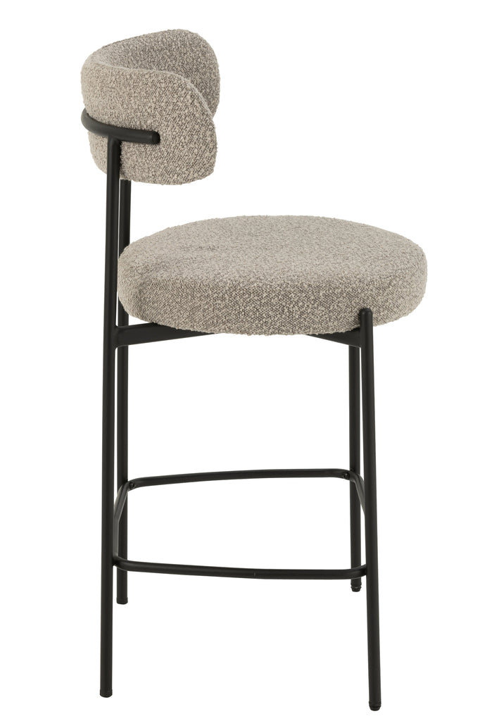 Barstoel Boucle Triplex/Polyester Grijs/Zwart - J-LINE