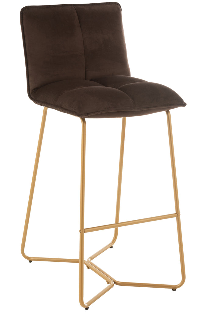Barstoel Pierre Metaal/Textiel Donkerbruin - J-LINE