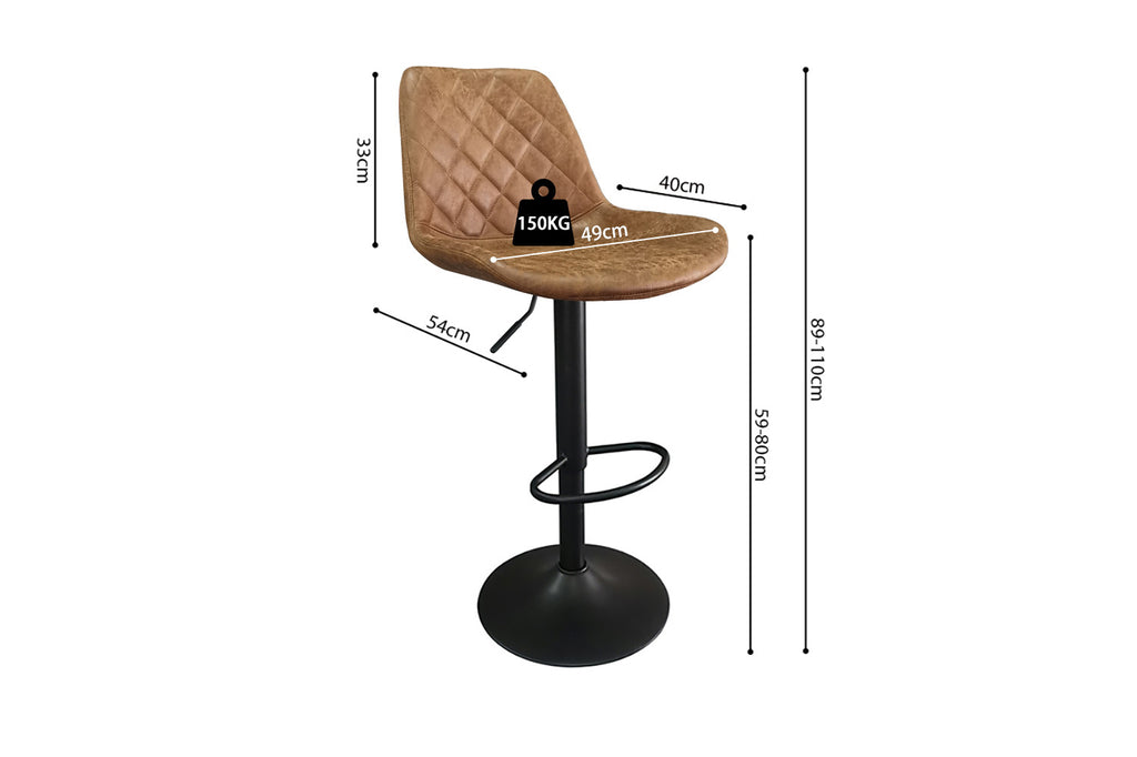 Barstoel 'Madrid' PU Cognac -  RS