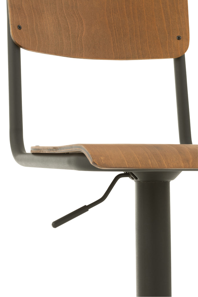 Barstoel Hout/Metaal Bruin - J-LINE