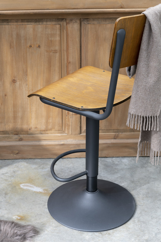 Barstoel Hout/Metaal Bruin - J-LINE