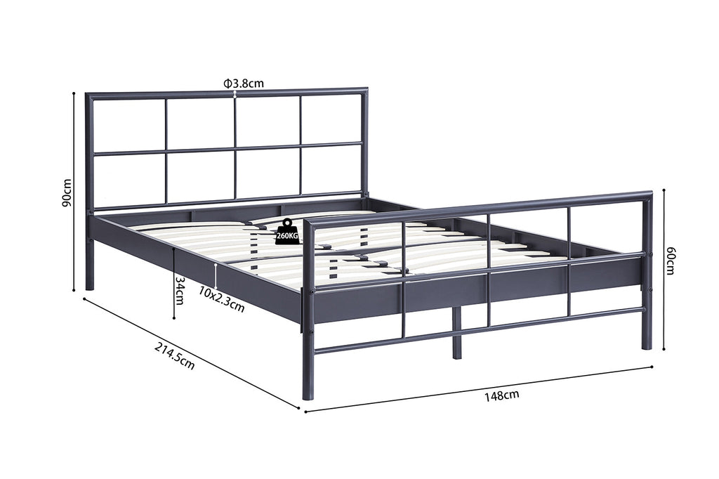 Bed 'Davy' 140x200 donkergrijs - RS