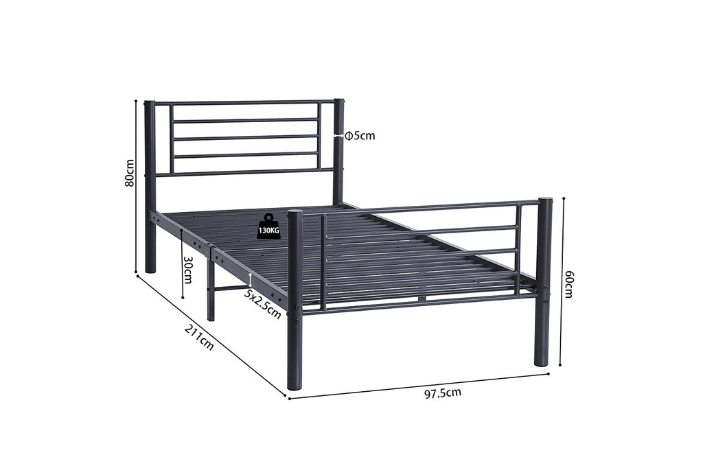 Bed 'Sammy' 90x200 donkergrijs - RS
