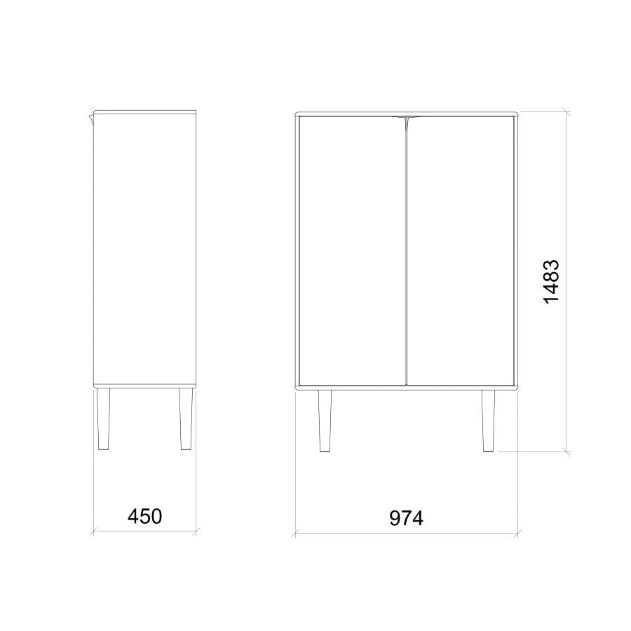 Armoire de rangement Sento à 2 portes en chêne (4 couleurs) - THS