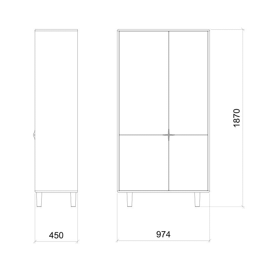 Armoire de rangement Sento 4 portes en chêne (4 coloris) - THS