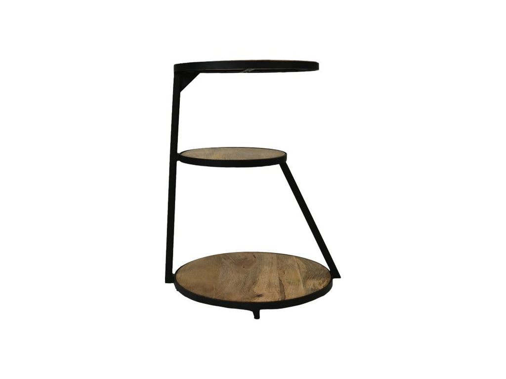 Bijzettafel met 3 niveaus - ø50x65 - Naturel/zwart - Mangohout/metaal HSM