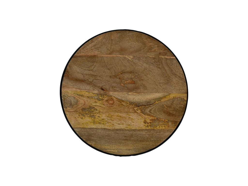 Bijzettafel met 3 niveaus - ø50x65 - Naturel/zwart - Mangohout/metaal HSM