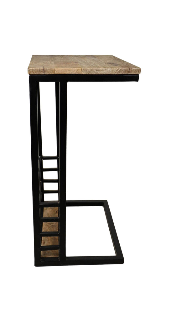 Bijzettafel - 38x30x65 - naturel/zwart - mangohout/ijzer HSM