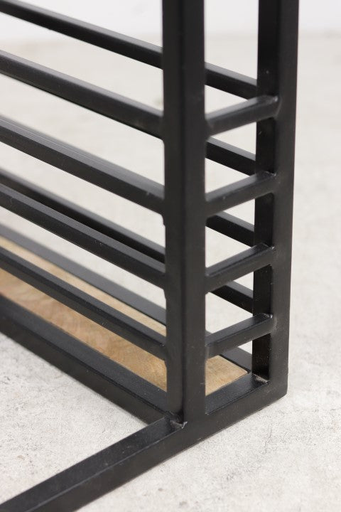 Bijzettafel - 38x30x65 - naturel/zwart - mangohout/ijzer HSM