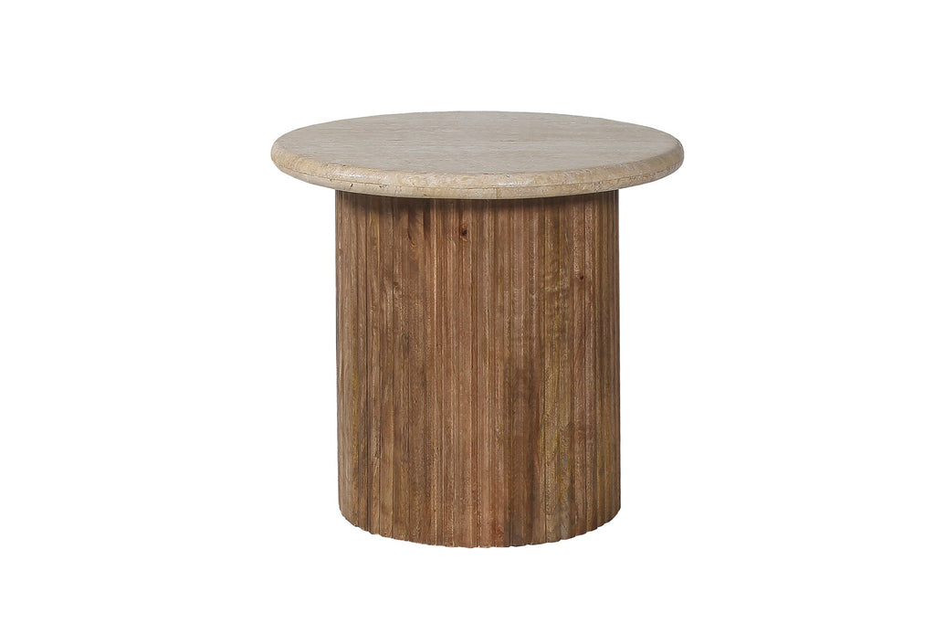 Bijzettafel Louis ' 50 cm Mango wood with Travertine Beige RS