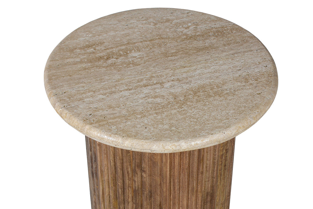 Bijzettafel Louis ' 50 cm Mango wood with Travertine Beige RS