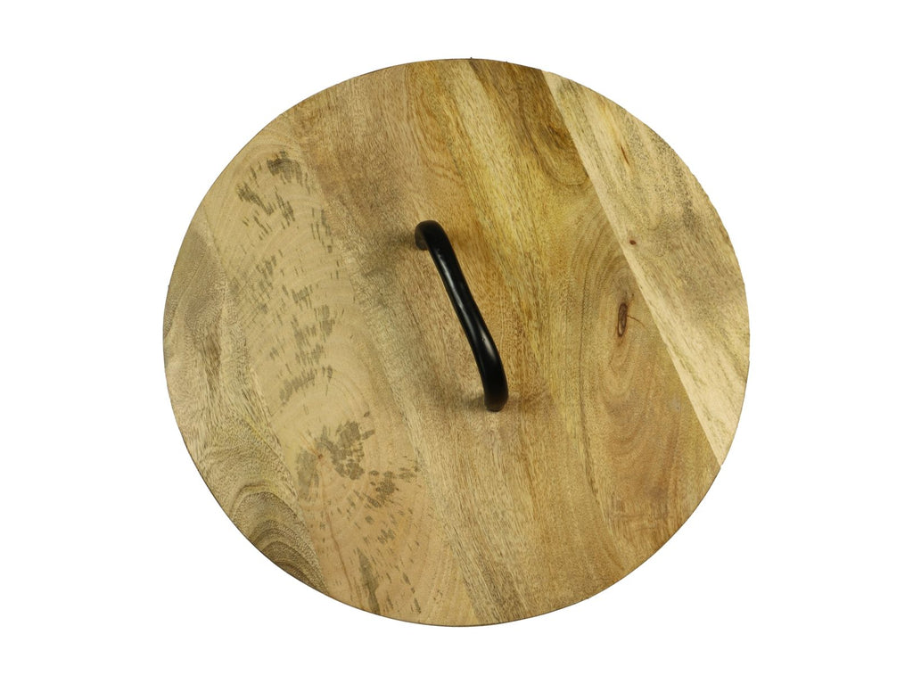 Bijzettafel met handvat - ø45x55 - Naturel/zwart - Mangohout/metaal HSM
