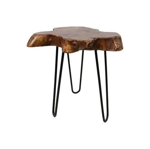Bijzettafel - ø40 cm - teakhout/metaal HSM