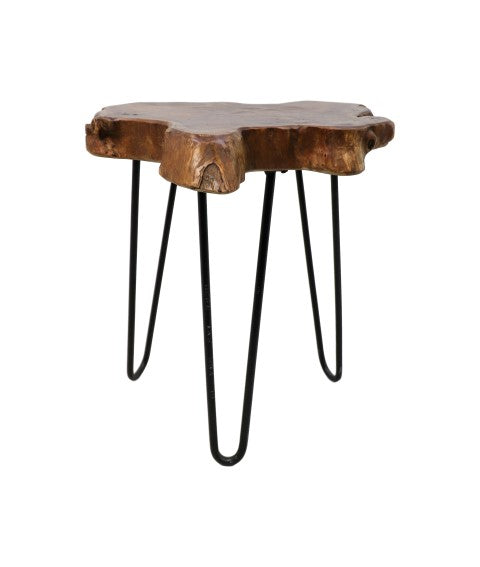 Bijzettafel - ø40 cm - teakhout/metaal HSM